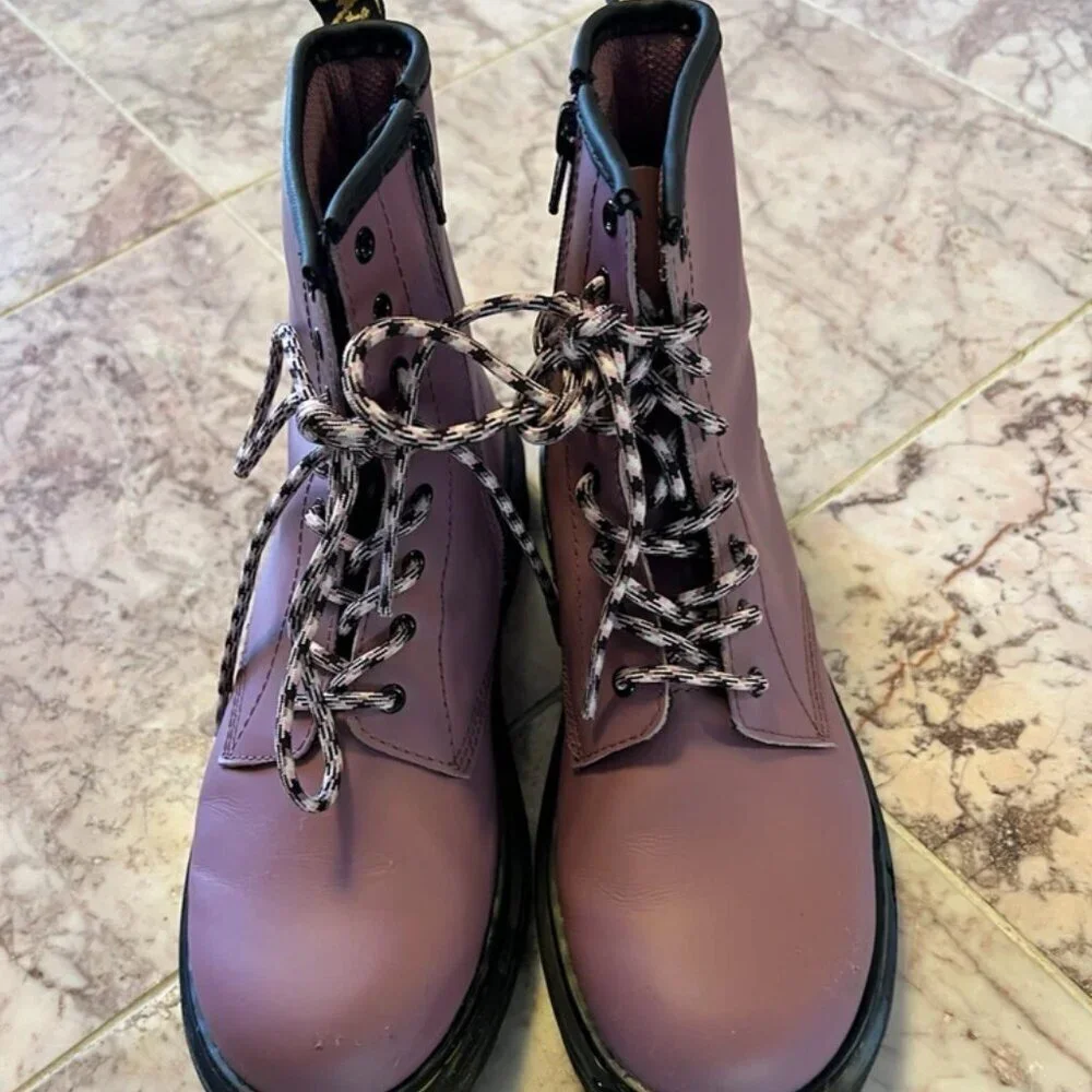 Dr. Martens Big Kids Collection 1460 Girls Purple Lace Up Boots